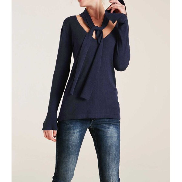 Sweter z krawatem, granatowy