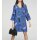 Druckkleid m. Volants, blau-bunt