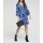 Druckkleid m. Volants, blau-bunt
