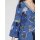 Druckkleid m. Volants, blau-bunt