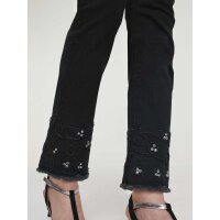 Bauchwegjeans m. Strass, schwarz