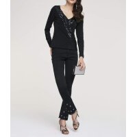 Bauchwegjeans m. Strass, schwarz