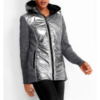 Strickfleecejacke m.Stepp-Partien, silberfarben