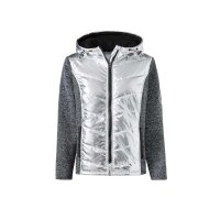 Strickfleecejacke m.Stepp-Partien, silberfarben