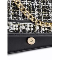 Tasche m. Perlen, schwarz-weiß-gold