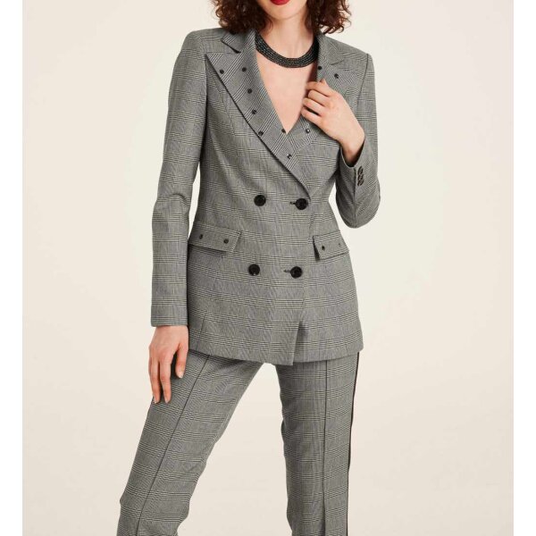 Designer-Blazer m. Pailletten, schwarz-offwhite