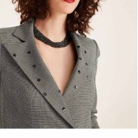 Designer-Blazer m. Pailletten, schwarz-offwhite