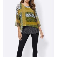 Two-in-one print blouse, yellow-multicolour