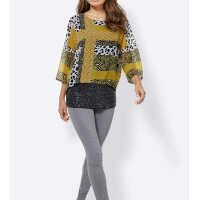 Two-in-one print blouse, yellow-multicolour