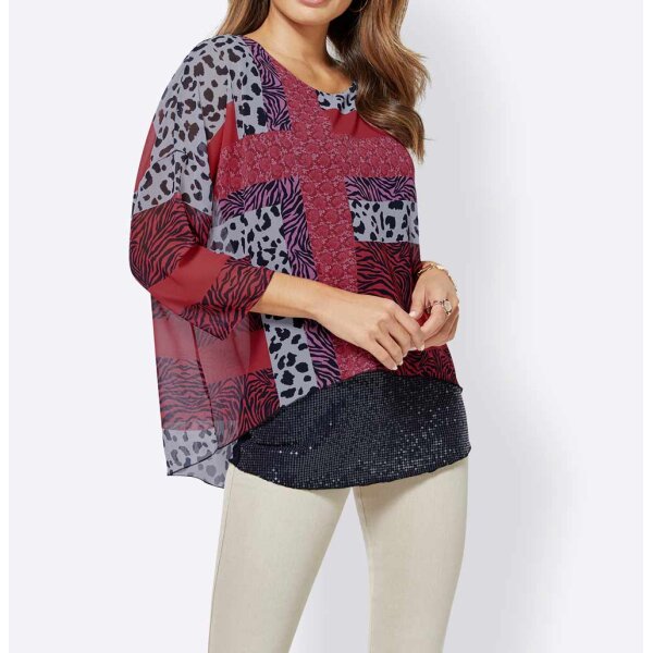 Two-in-one blouse, red-multicolour