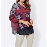 2-in-1-Druckbluse, rot-bunt