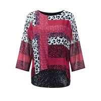 2-in-1-Druckbluse, rot-bunt