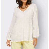 Crêpe-Bluse m. Plissee-Falten, ecru