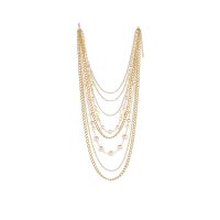 Multi-row necklace with beads, gold coloured