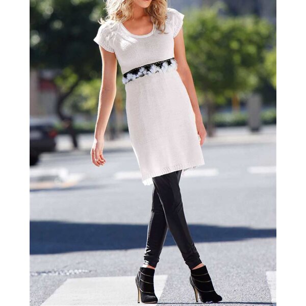 Strickkleid m. Webpelz, ecru