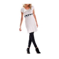 Strickkleid m. Webpelz, ecru