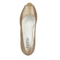 Peeptoe-Pumps, camel-goldfarben