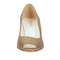 Peeptoe-Pumps, camel-goldfarben