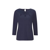 3/4-Arm-Shirt m. Cut-Out und Spitze, marine