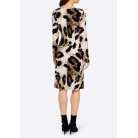 Designer-Jerseykleid, camel-schwarz-bedruckt