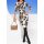 Designer-Jerseykleid, camel-schwarz-bedruckt