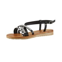 Leder-Sandalette m. Strass, schwarz