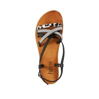 Leather sandal with strass, black
