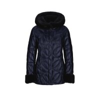 Designer-Steppjacke m. Webpelz, nachtblau