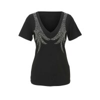 Jersey shirt with stones, black