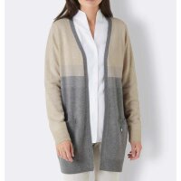 Merino-Kaschmir-Strickjacke, elfenbein-steingrau