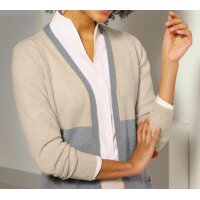 Merino-Kaschmir-Strickjacke, elfenbein-steingrau