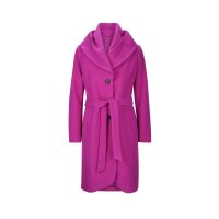 Wool coat with tie belt, magenta