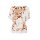 Print sweater with cut-outs and lace, ecru-beige