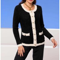 Wool cardigan, black-ecru