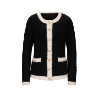Designer-Wollstrickjacke, schwarz-ecru