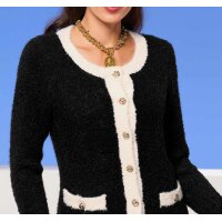Wool cardigan, black-ecru