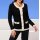 Wool cardigan, black-ecru