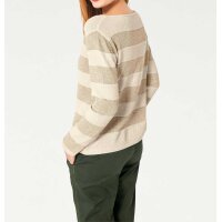 Sweter w paski beżowo-złoty