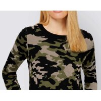 Designer-Jacquard-Pullover, schwarz-oliv