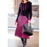 Designer-Plisseerock, schwarz-magenta-orange