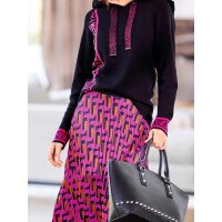 Designer-Plisseerock, schwarz-magenta-orange