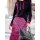 Designer-Plisseerock, schwarz-magenta-orange