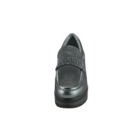 Rind-Nappa-und-Veloursleder-Slipper m.Strass, grau