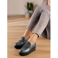 Rind-Nappa-und-Veloursleder-Slipper m.Strass, grau