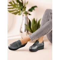 Rind-Nappa-und-Veloursleder-Slipper m.Strass, grau