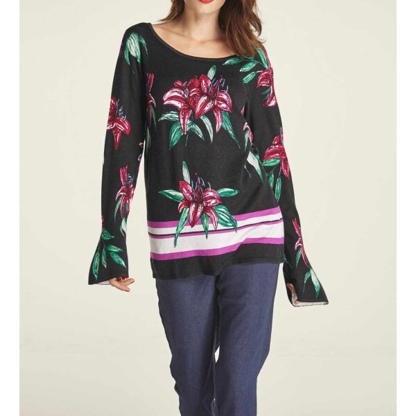 Druckpullover, schwarz-bunt