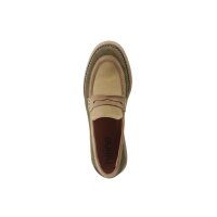 Rind-Veloursleder-Loafer, khaki-beige
