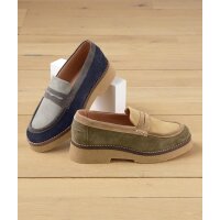 Rind-Veloursleder-Loafer, khaki-beige