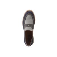 Cowhide velours loafer, navy-grey