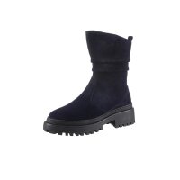 Cowhide suede boots with warm lining, navy